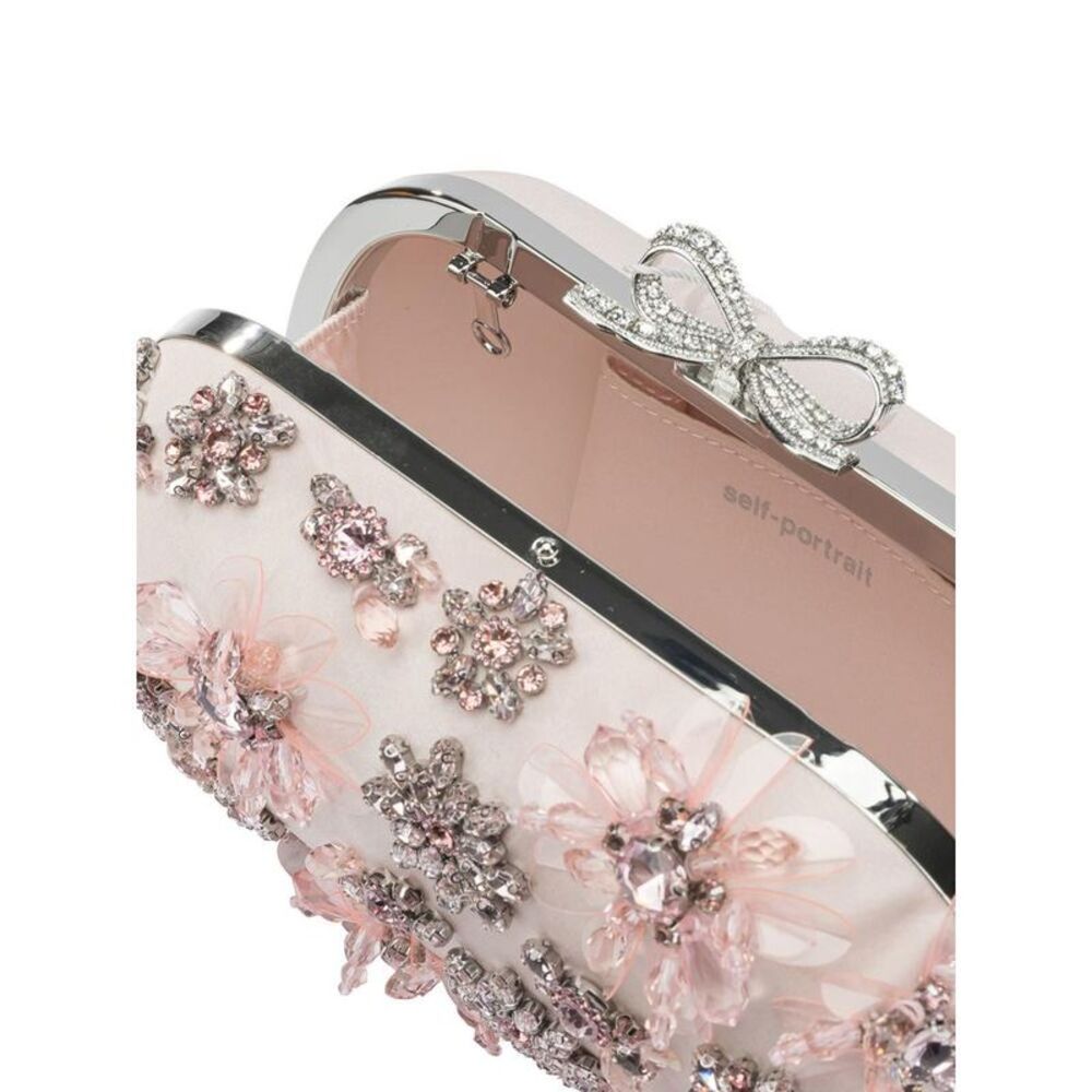 SELF-PORTRAIT Crystal Embellished Clutch Bag Women PINK Clutches - Picture 5 of 5